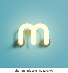 Realistic neon character typeset, vector