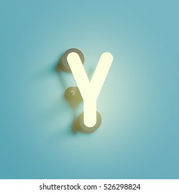Realistic neon character typeset, vector