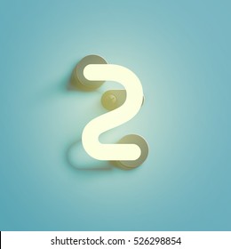 Realistic neon character typeset, vector