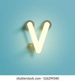 Realistic neon character typeset, vector