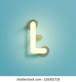 Realistic neon character typeset, vector