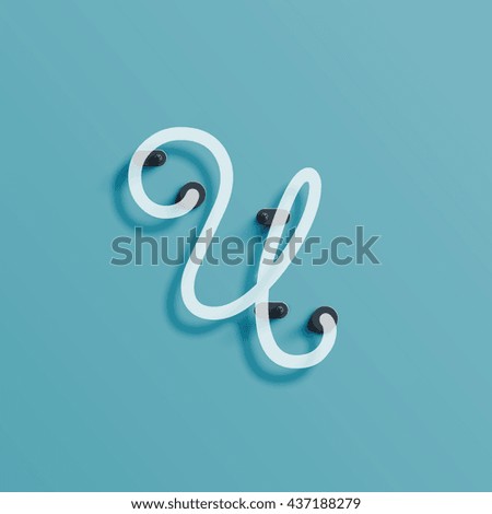 Realistic neon character from a typeset, vector