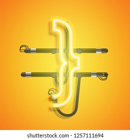 Realistic neon character with wires and console, vector illustration