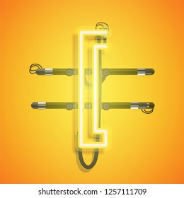 Realistic neon character with wires and console, vector illustration