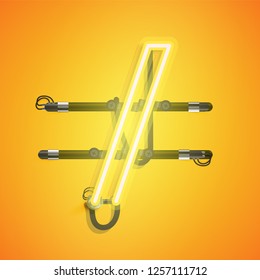 Realistic neon character with wires and console, vector illustration