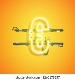 Realistic neon character with wires and console, vector illustration