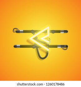Realistic neon character with wires and console, vector illustration
