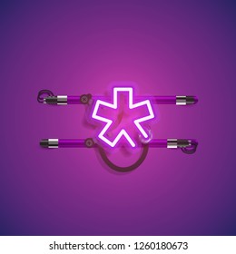 Realistic neon character with wires and console, vector illustration