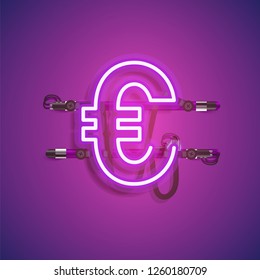 Realistic neon character with wires and console, vector illustration
