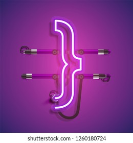 Realistic neon character with wires and console, vector illustration