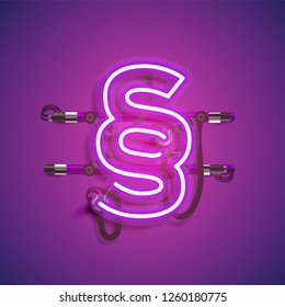 Realistic neon character with wires and console, vector illustration