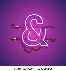 Realistic neon character with wires and console, vector illustration
