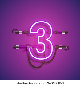 Realistic neon character with wires and console, vector illustration