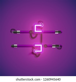 Realistic neon character with wires and console, vector illustration
