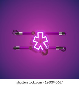 Realistic neon character with wires and console, vector illustration