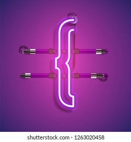 Realistic neon character with wires and console, vector illustration