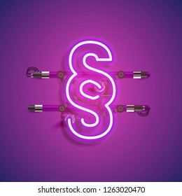 Realistic neon character with wires and console, vector illustration