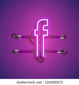 Realistic neon character with wires and console, vector illustration