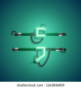 Realistic neon character with wires and console, vector illustration