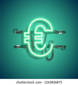 Realistic neon character with wires and console, vector illustration