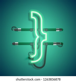 Realistic neon character with wires and console, vector illustration