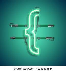Realistic neon character with wires and console, vector illustration