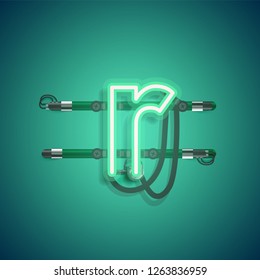 Realistic neon character with wires and console, vector illustration