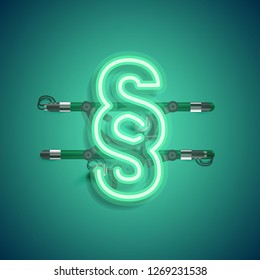 Realistic neon character with wires and console, vector illustration