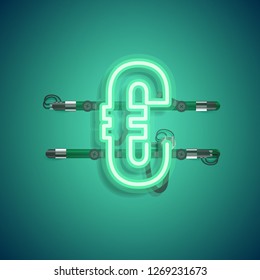 Realistic neon character with wires and console, vector illustration