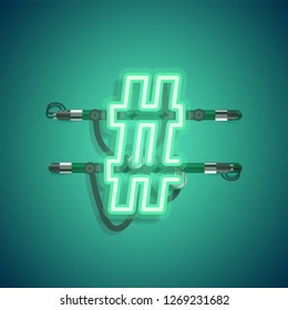 Realistic neon character with wires and console, vector illustration