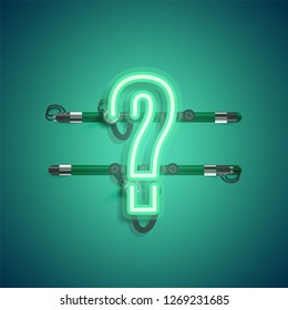Realistic neon character with wires and console, vector illustration