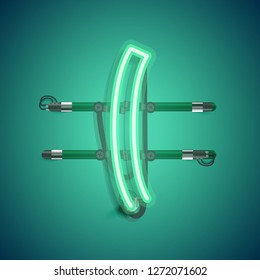 Realistic neon character with wires and console, vector illustration