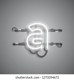 Realistic neon character with wires and console, vector illustration