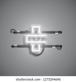 Realistic neon character with wires and console, vector illustration