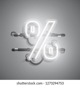 Realistic neon character with wires and console, vector illustration