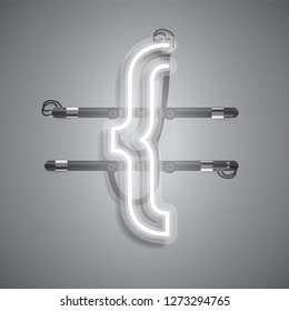 Realistic neon character with wires and console, vector illustration