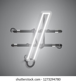 Realistic neon character with wires and console, vector illustration