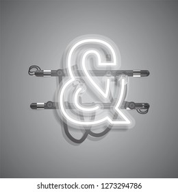 Realistic neon character with wires and console, vector illustration