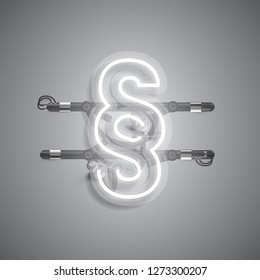 Realistic neon character with wires and console, vector illustration