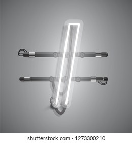 Realistic neon character with wires and console, vector illustration