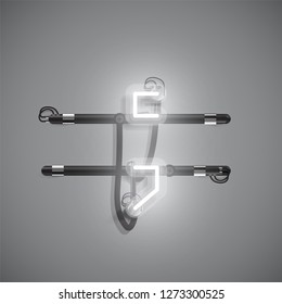 Realistic neon character with wires and console, vector illustration