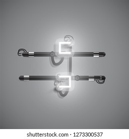 Realistic neon character with wires and console, vector illustration