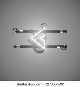 Realistic neon character with wires and console, vector illustration