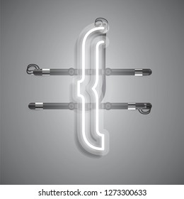 Realistic neon character with wires and console, vector illustration