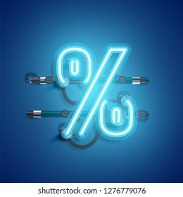 Realistic neon character with wires and console, vector illustration