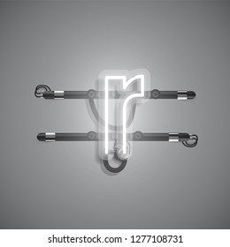 Realistic neon character with wires and console, vector illustration