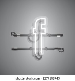 Realistic neon character with wires and console, vector illustration