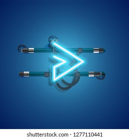 Realistic neon character with wires and console, vector illustration