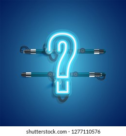 Realistic neon character with wires and console, vector illustration