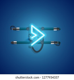 Realistic neon character with wires and console, vector illustration